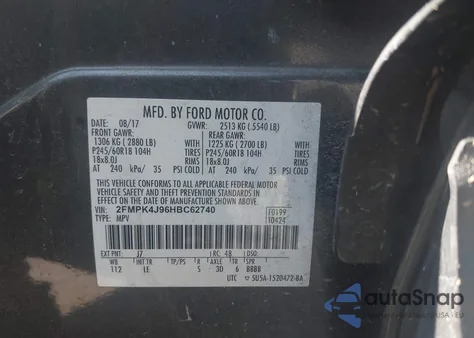 2017 Ford Edge Sel из США, поврежденный, VIN 2FMPK4J96HBC62740